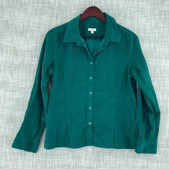 Talbots Womens Size Mp Green Long Sleeve Button Down Shirt 2324 - Picture 1 of 7